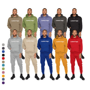 Custom logo 2022 jogging suit 100% polyester sweatsuit thick heavy tracksuits unisex sweatpants and hoodie set men