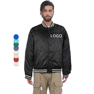 OEM Custom Design satin bomber jackets Custom Embroidery Baseball Jacket mens letterman jacket