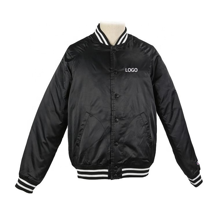 OEM Custom Design satin bomber jackets Custom Embroidery Baseball Jacket mens letterman jacket