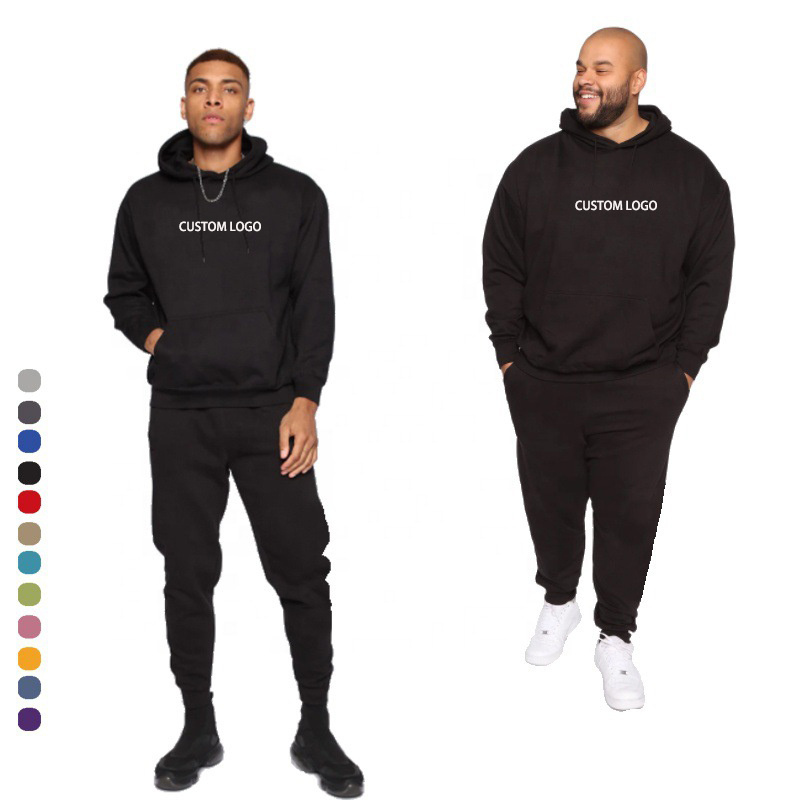 Custom logo 2022 jogging suit 100% polyester sweatsuit thick heavy tracksuits unisex sweatpants and hoodie set men