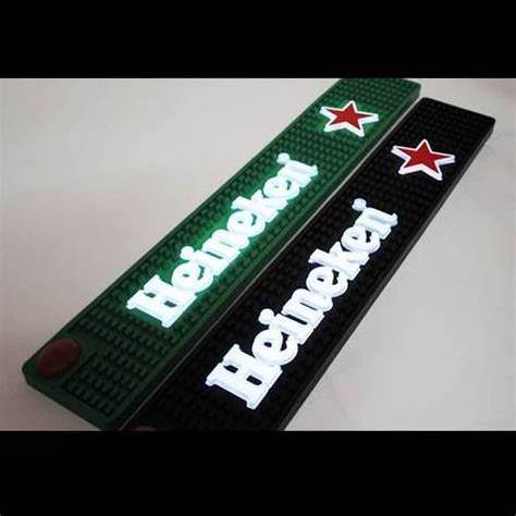 Customized Blank Anti-Slip LED Light Silicon Rubber PVC Floor Runner / Led Bar Runner Mat With Custom Logos