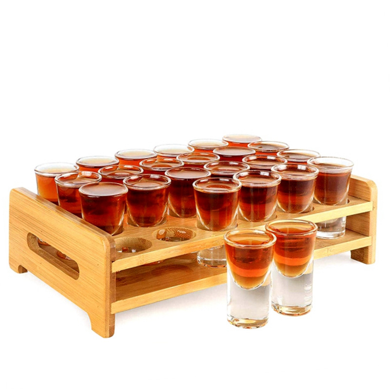 Wholesale Mini Shot Glass 0.5oz/15ml 24pcs Clear Shot Glass Holder Set For Tequila Whiskey Vodka