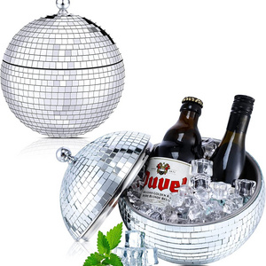 Household Restaurant Kitchen Bar Stuff Retro Party Accessories Stainless Steel Disco Ice Bucket with Lid for Wine Beer cooler