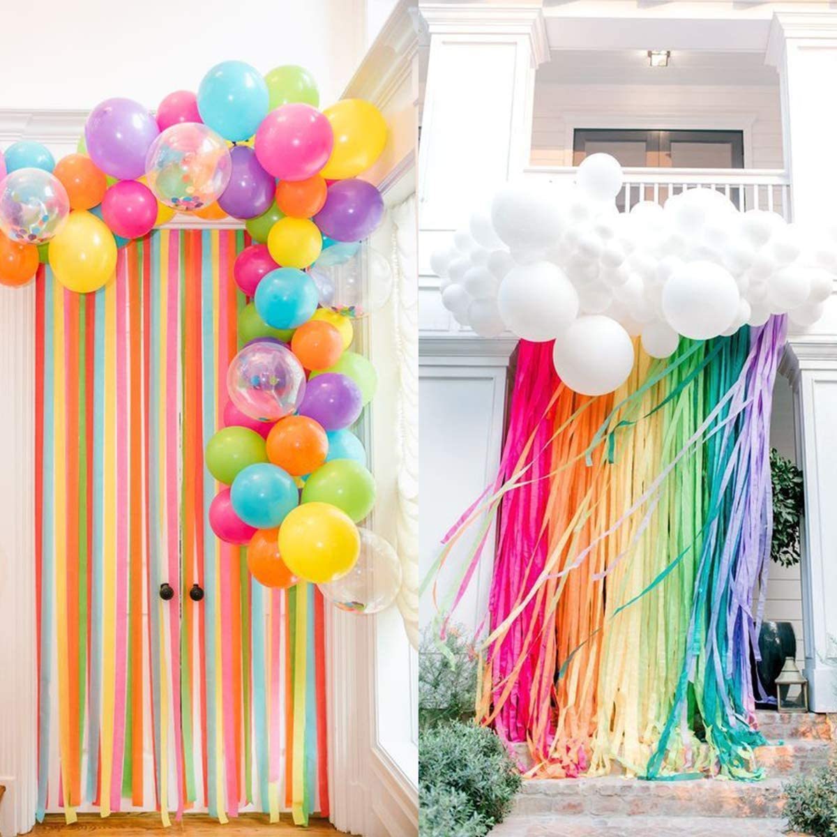 12 Rolls Rainbow Party Decorations Wedding Ceremony Birthday Christmas Indoor Decoration Crepe Paper Streamers