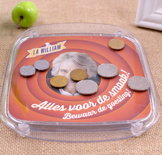 Promotional Melamine Plastic Coin Money Cash Tray for Restaurant Hotel and Bar with Custom Logo Print