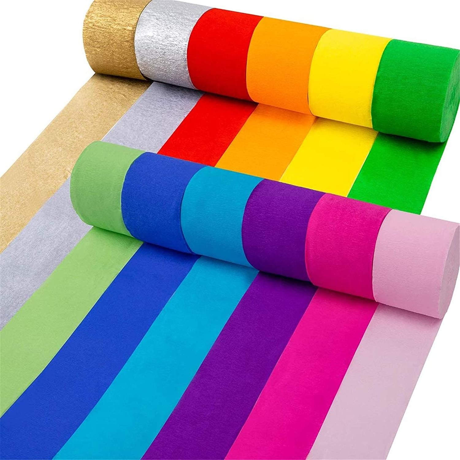 12 Rolls Rainbow Party Decorations Wedding Ceremony Birthday Christmas Indoor Decoration Crepe Paper Streamers