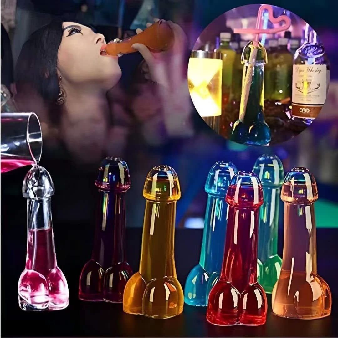 Pubs and Parties 100ml Funny Creative Beer Wine Penis Shaped Beer Glasses for Cocktails Beer Juice Drinks