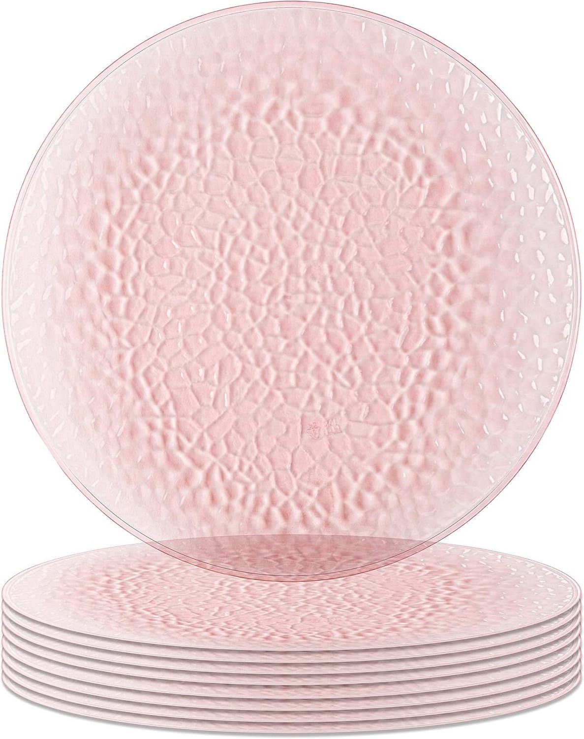 Hammered Pink Heavy Duty Chargers 13 Inch Glass Charger Plates for Elegant Dining Weddings and Formal Events