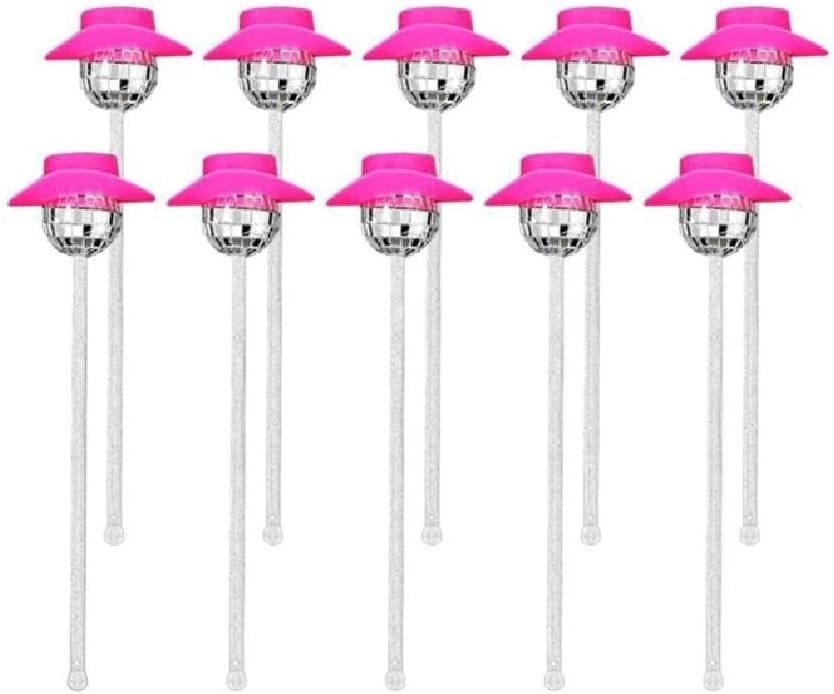 Mirror Discos Balls Stirrers Beverage Pink Cowboy Hat Swizzle Stir Stick  For Mixing Cocktails Discos Balls Cocktails Stirrer