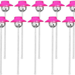 Mirror Discos Balls Stirrers Beverage Pink Cowboy Hat Swizzle Stir Stick  For Mixing Cocktails Discos Balls Cocktails Stirrer