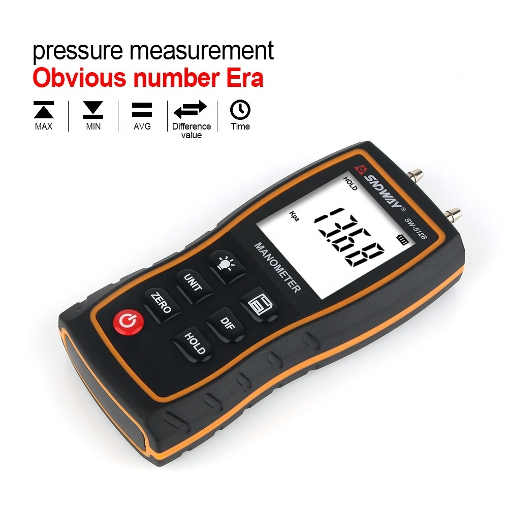 Sndway SW-512C Portable Air Differential Pressure Gauge Meter Digital Manometer