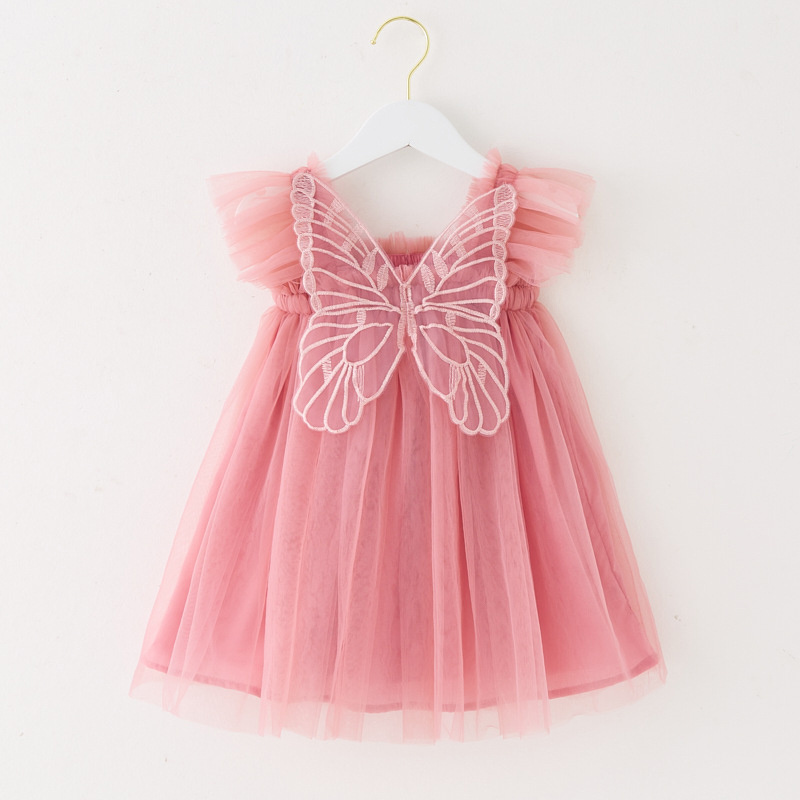 hot sale summer party princess candy color lace butterfly wings tutu girls dresses