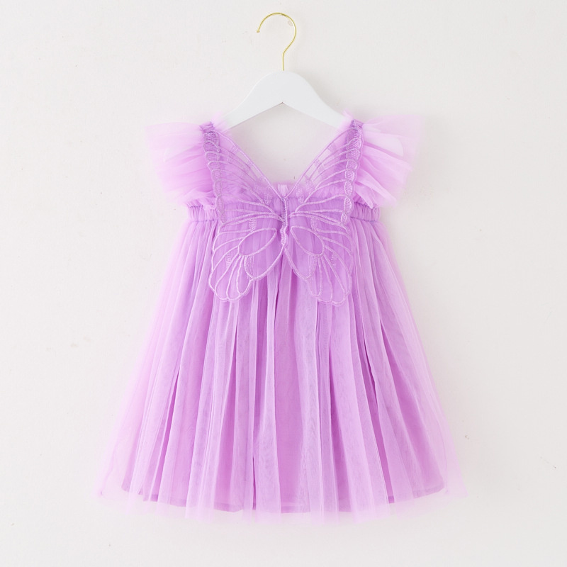 hot sale summer party princess candy color lace butterfly wings tutu girls dresses