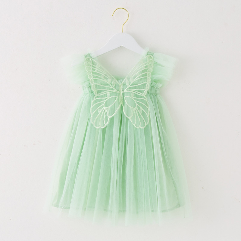 hot sale summer party princess candy color lace butterfly wings tutu girls dresses