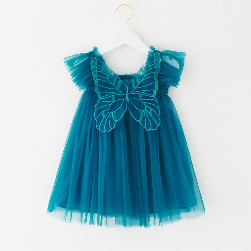 hot sale summer party princess candy color lace butterfly wings tutu girls dresses