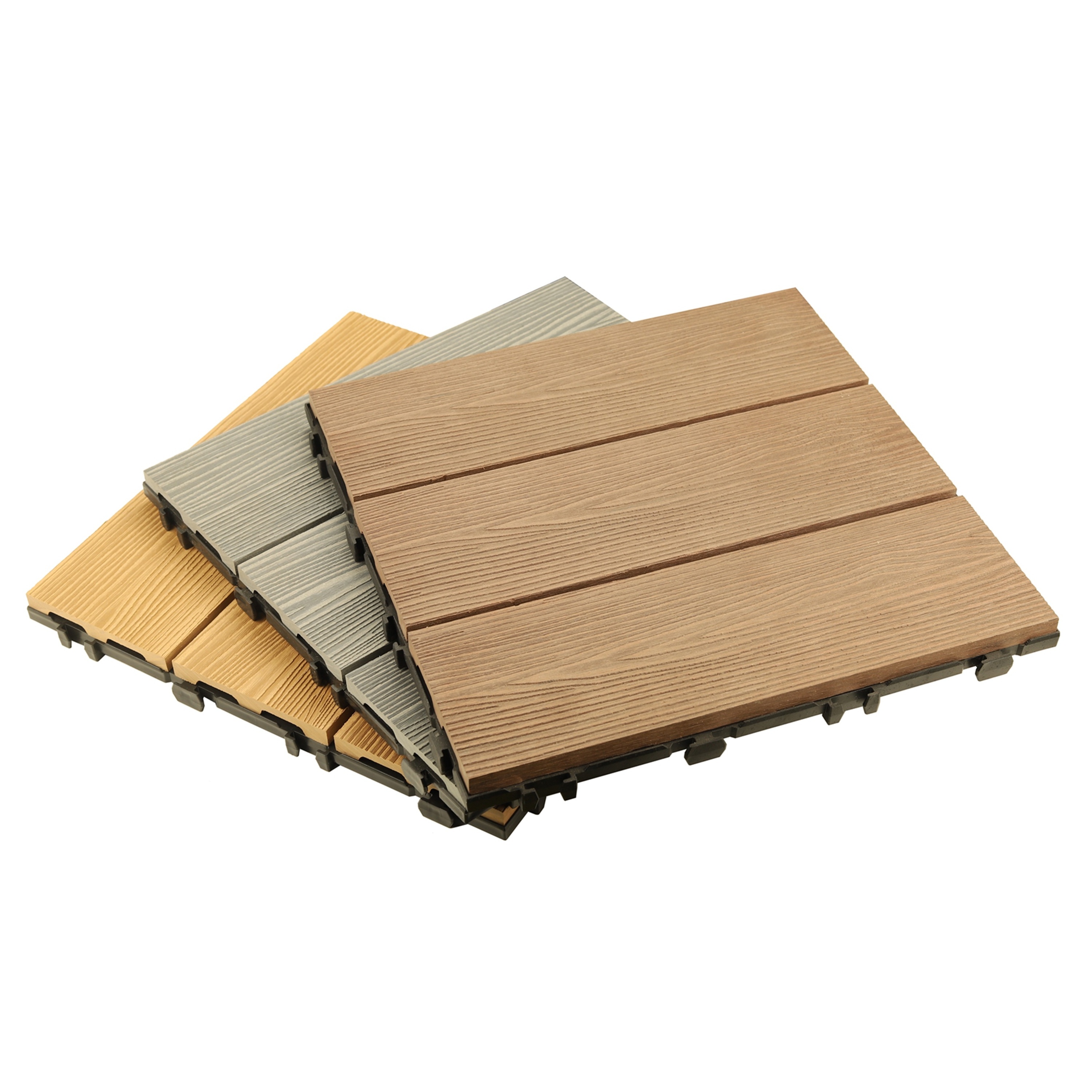 Eco-friendly Patio Terrace Balcony Garden Floor Tiles Wood Plastic Composite Interlocking Outdoor WPC Decking DIY Tiles