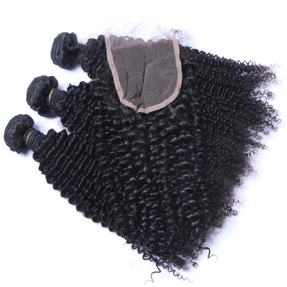 Kinky Curly Hair Extension with Closure and Can Be Custom Curly Hair Closure