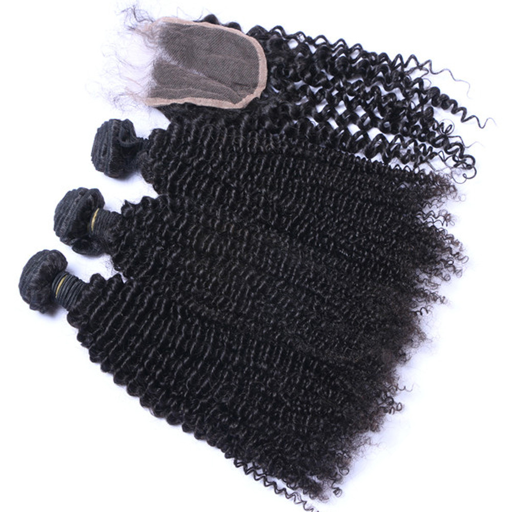 Kinky Curly Hair Extension with Closure and Can Be Custom Curly Hair Closure