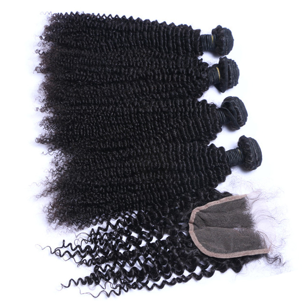 Kinky Curly Hair Extension with Closure and Can Be Custom Curly Hair Closure