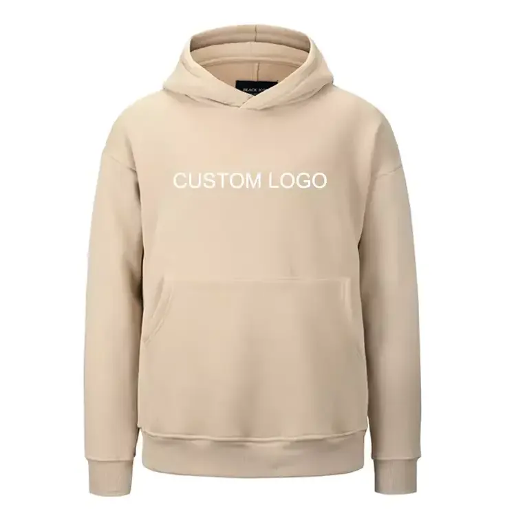 high quality black Printed Logo 100% Cotton Custom  Unisex  Pullover Puff Print Men's Hoodies Oversized Hoodie