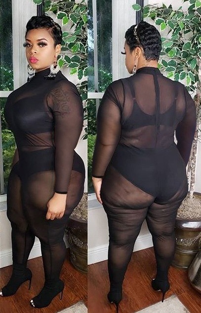 2022 long sleeve sheer mock neck plus size catsuit jumpsuit bodysuit sexy see through mesh jumpsuits for women