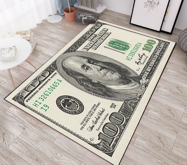 3d Digital Printed Non-slip Area Rugs Living Room Bedroom Money 100 Dollar Bill Rug Custom Printed Carpet