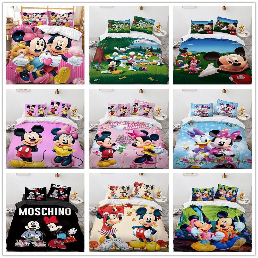 Minnie Cartoon Children Bedding Set Bed Sheet Duvet Cover Queen King Size 3d Custom Printed Kids Bedding Set