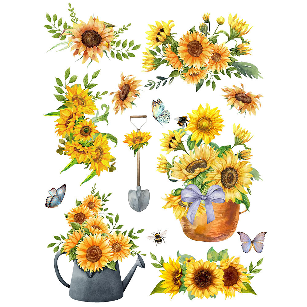 HUANCAI Sunflower Design  Glass Home Decoration Wall Decorative Paper Self-adhesive Pressure Sensitive Sticker