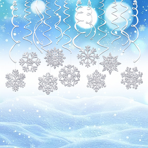 HUANCAI Snowflakes in Winter 30 Pcs PVC Hanging Foil Swirls Ceiling Streamers for Christmas Party Decorations