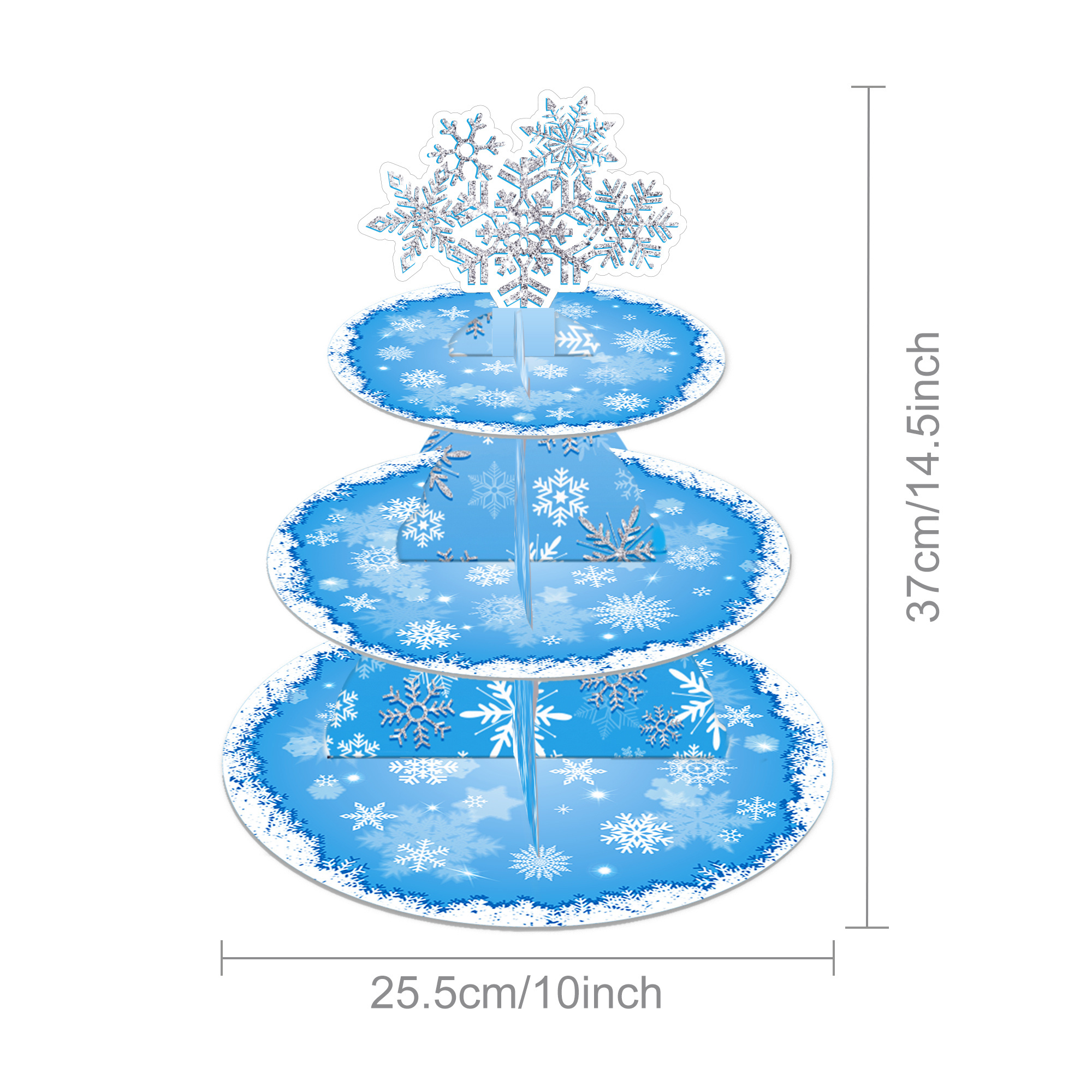 DT065 Snowflake Party Cupcake Stand Winter Wonderland Party Decorations 3 Tier Cake Stand Holder for Christmas Party Supplies