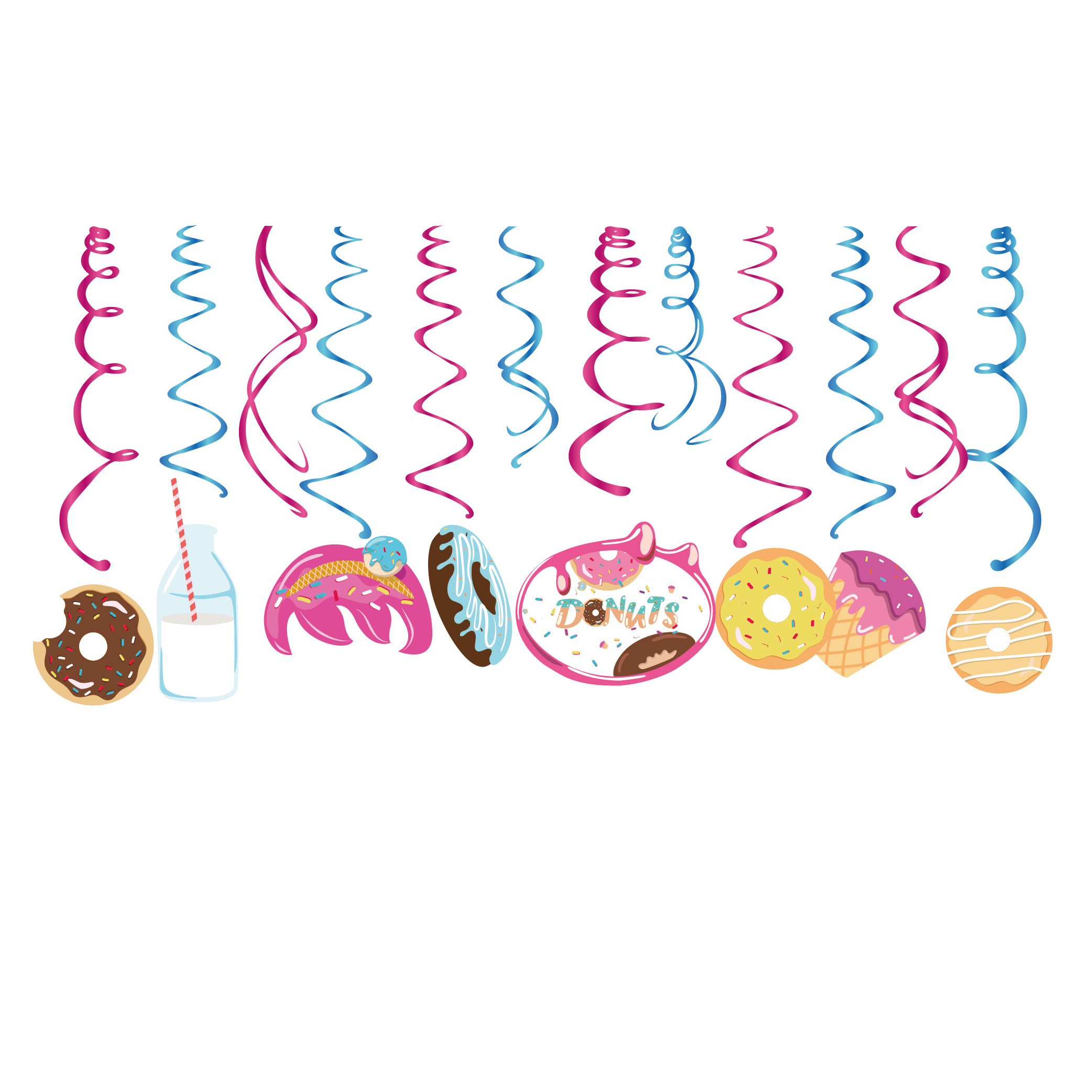 XL099 spiral pendant PVC donut dessert pendant decoration theme party foil Swirls