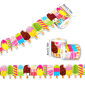 JT061 Summer Ice Pops Bulletin Board Borders and Ice Cream Borders Set Wall Decals for Summer Back to School Party Decoration