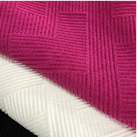 054-2#Finished stock polyester spandex knitted sandwich jacquard fabric