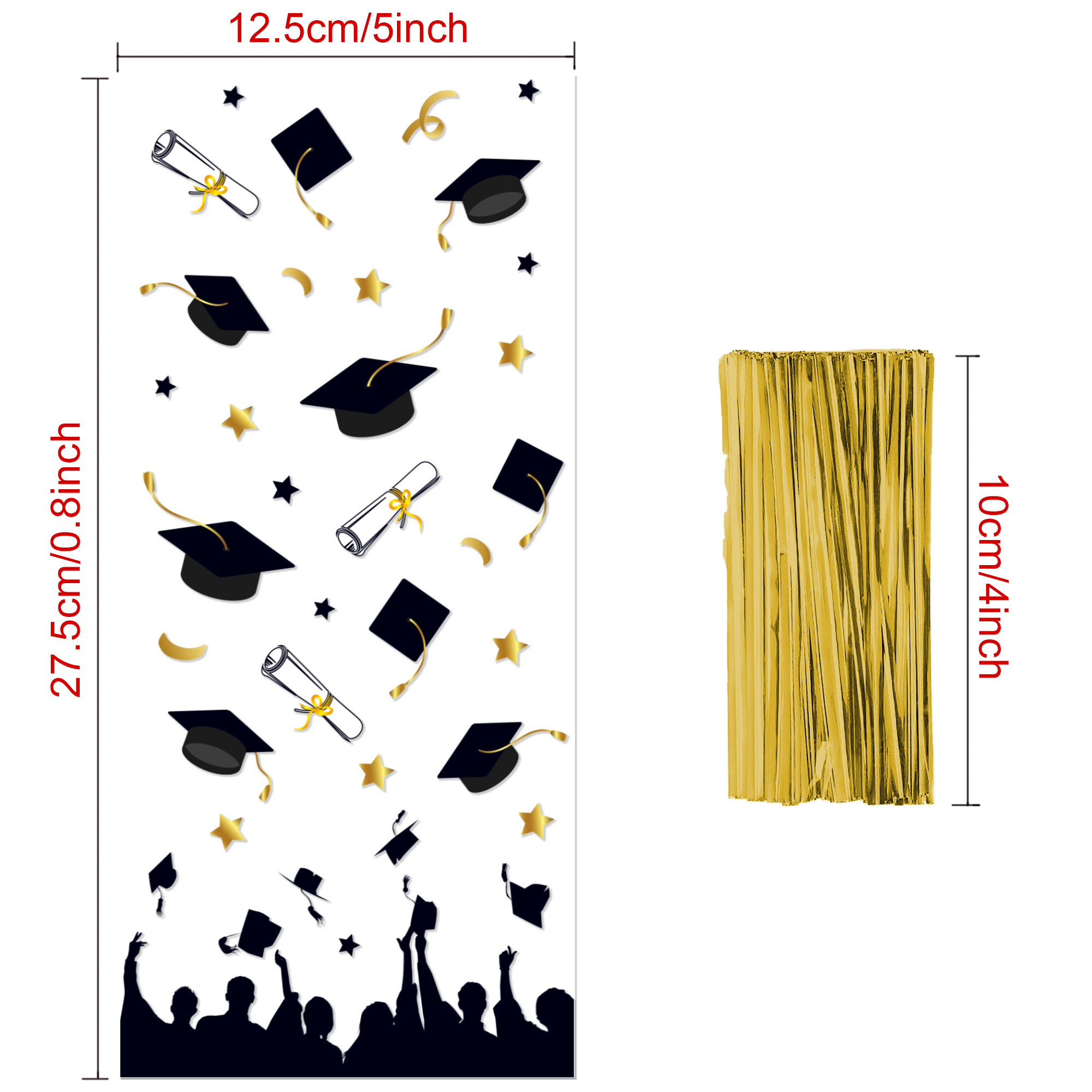 Xindeli  SL007 Graduation Cellophane Treat Bags Congrats Grad Plastic Clear Goodies Candy Wrapping Bags with 120 pcs Twist Ties