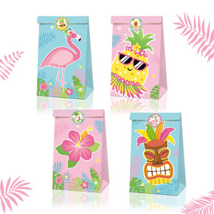 Xindeli LB009 Hawaii Theme Party Favor Bags Flamingo Pineapple 12 pcs Paper Gift Candy Treat Bags Kids Birthday Party Supplies