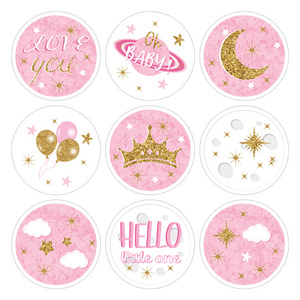 Xindeli KK191 180 pcs Pink Twinkle Star Party Round Stickers Custom Paper Bag Stickers Envelope Label Stickers