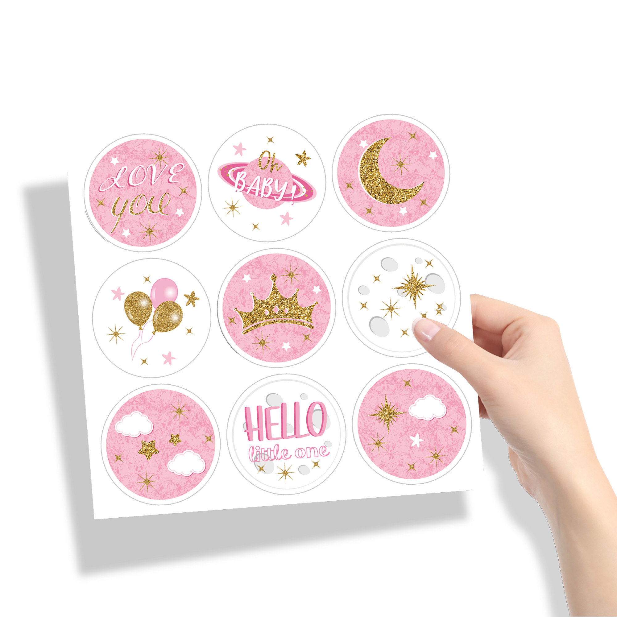 Xindeli KK191 180 pcs Pink Twinkle Star Party Round Stickers Custom Paper Bag Stickers Envelope Label Stickers