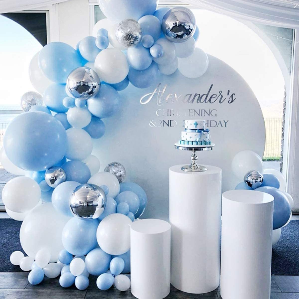 Baby shower gender reveal decorative balloons blue series party decoration latex balloon arch kit