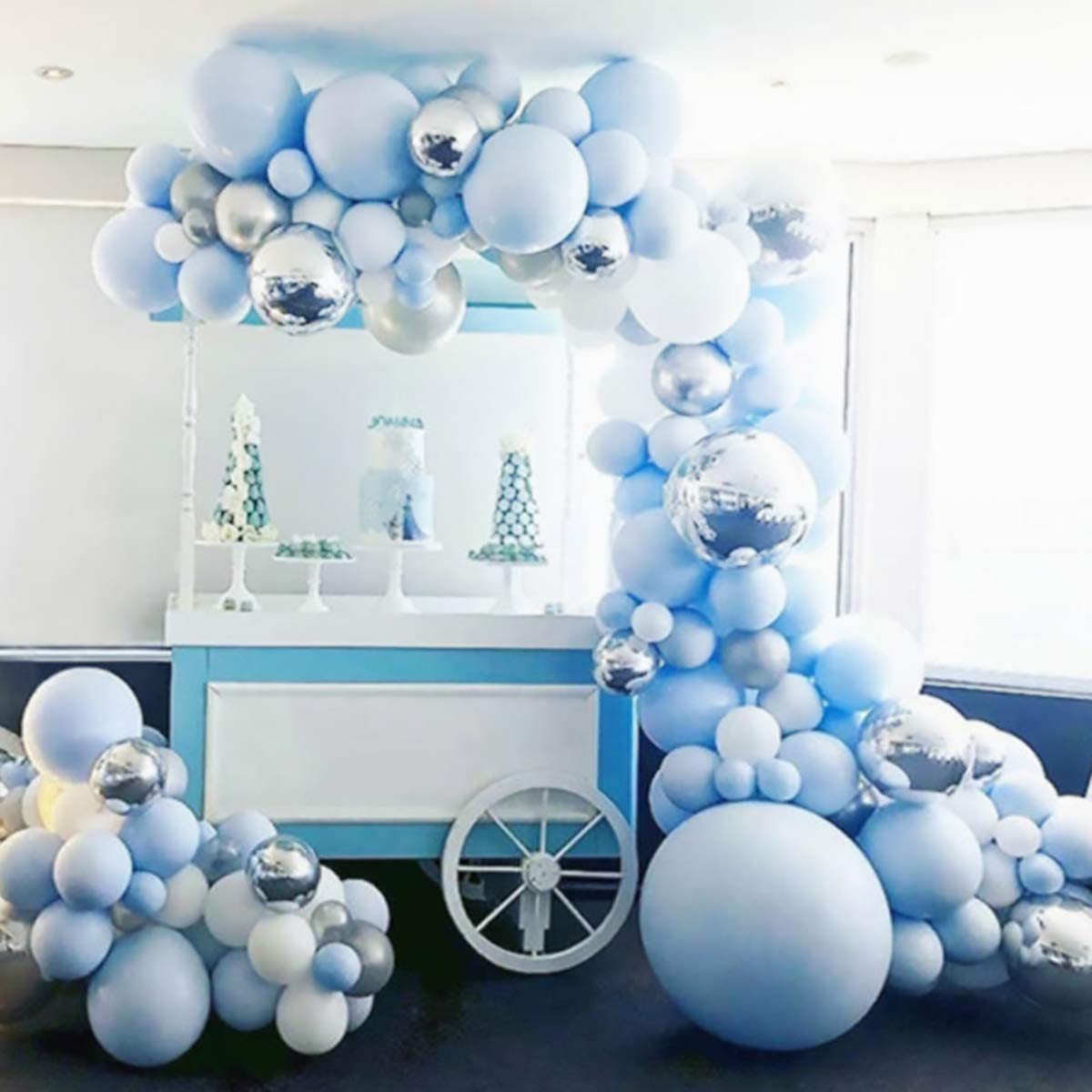 Baby shower gender reveal decorative balloons blue series party decoration latex balloon arch kit