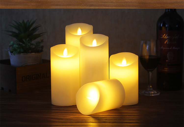 3D Real Flame Battery Powered LED Candle Night Light 7.5cm Diameter Wax Flameless Led Candle for Birthday Wedding Decoration