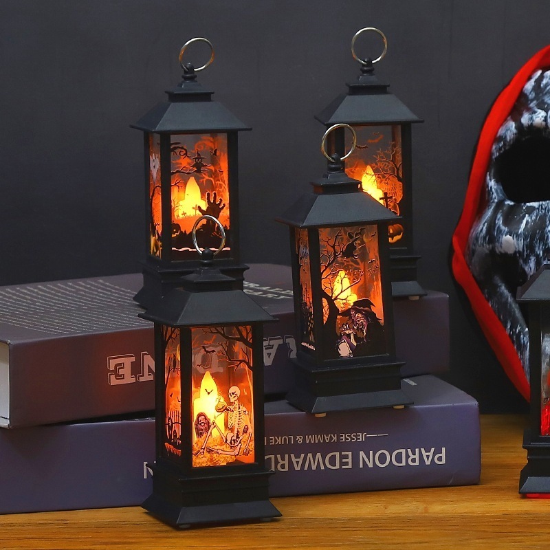 Halloween Simulation Flame Lamp Tabletop Decorations Led Lights Portable Christmas Lantern Led Luminous Candlestick Lamp