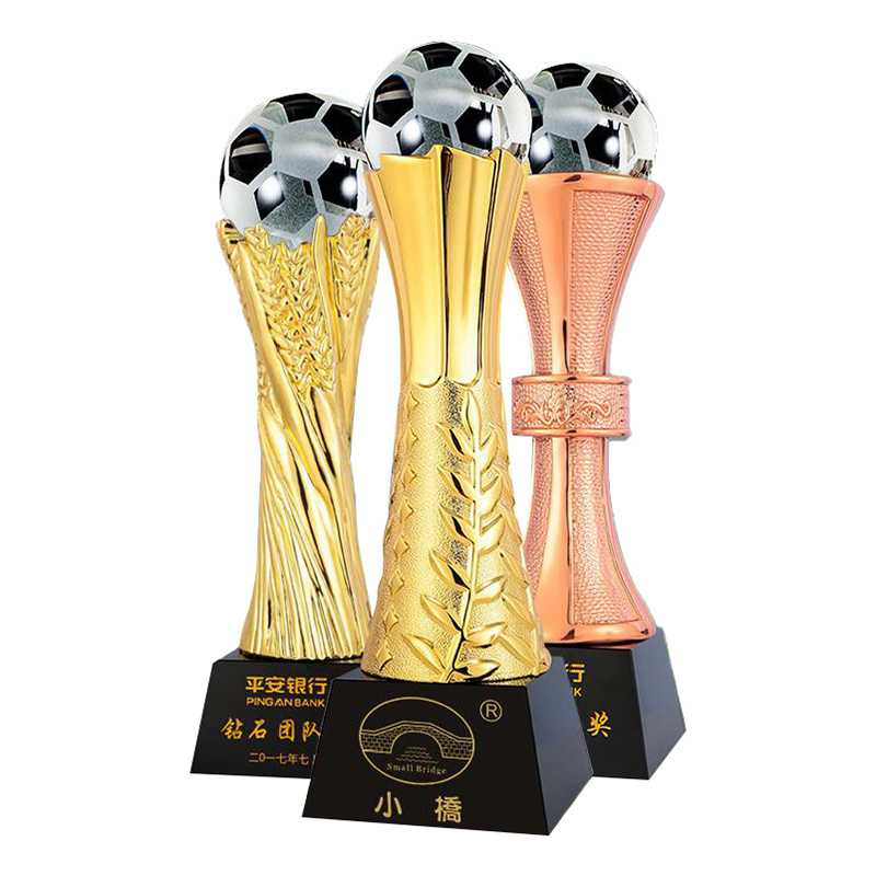 Shining Customized Colorful Imitated Coloured Glaze Crystal Award Trophy With Ball Free Logo Engraving Meeting Gifts