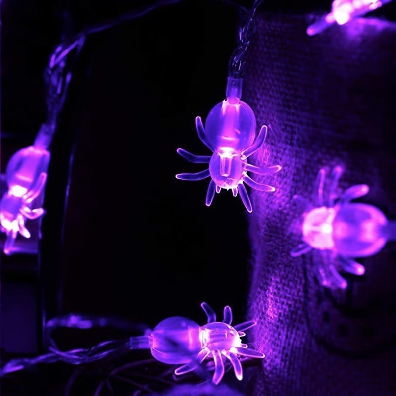 Led Waterproof Decoration 1.5m 10leds Solar Powered Purple Halloween Light Up Spider