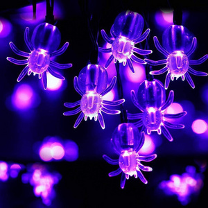 Led Waterproof Decoration 1.5m 10leds Solar Powered Purple Halloween Light Up Spider