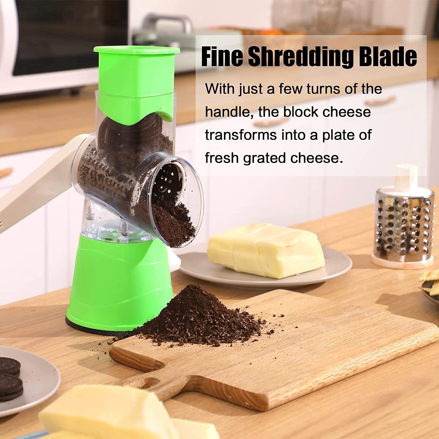 Kitchen homemade stainless steel manual food processor parmesan mozzarella cheese shredder slicers handheld rotary cheese grater