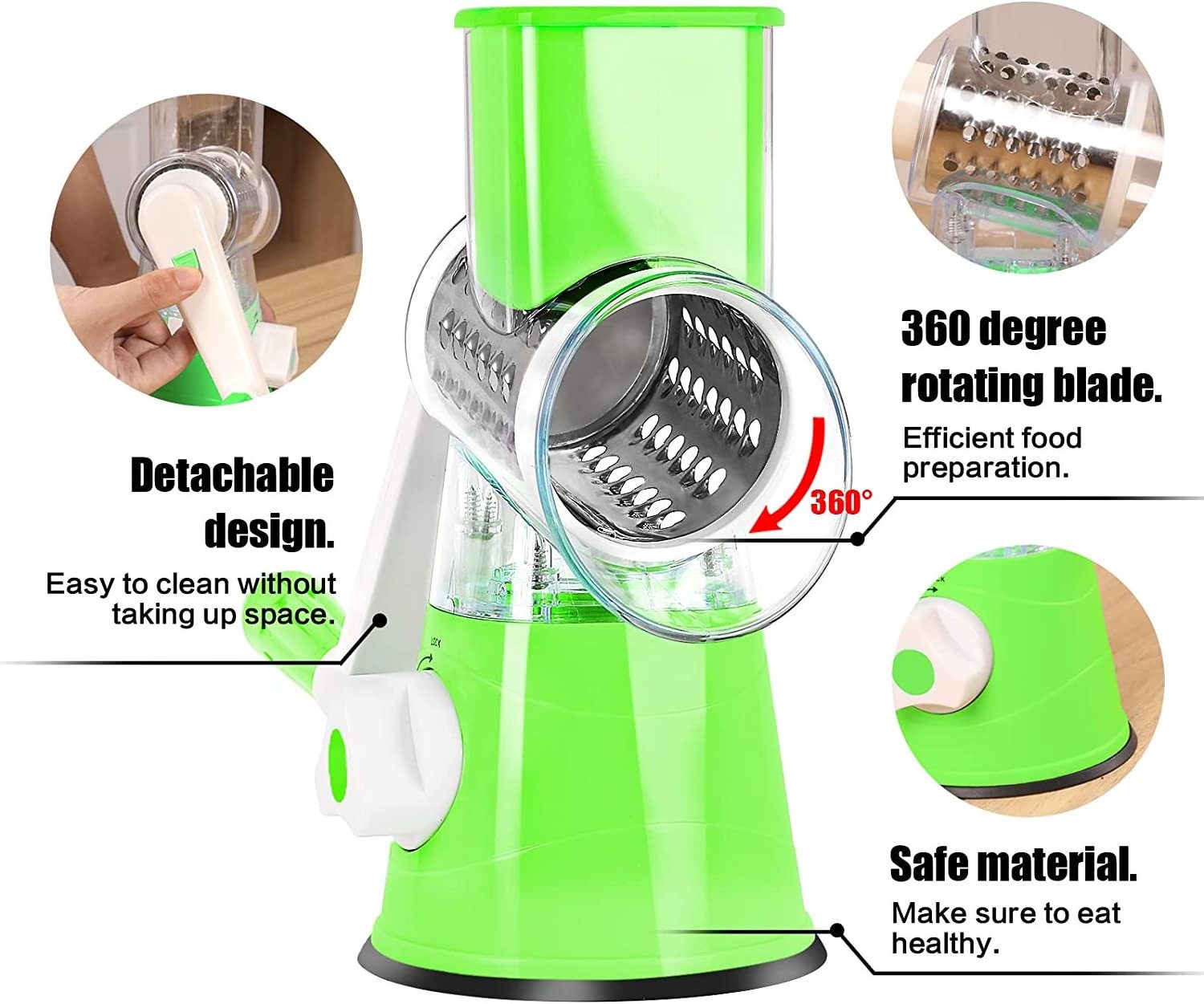 Kitchen homemade stainless steel manual food processor parmesan mozzarella cheese shredder slicers handheld rotary cheese grater