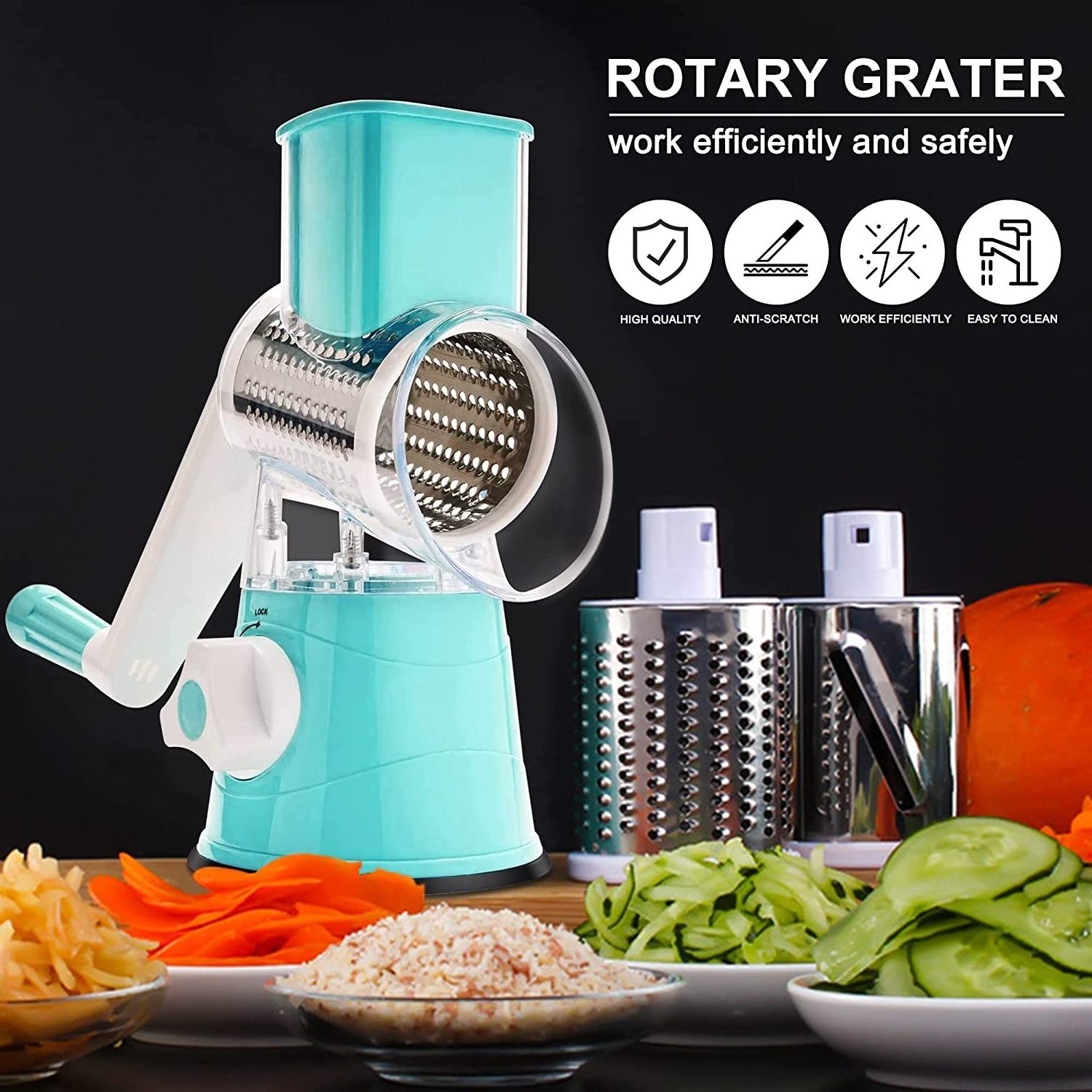 Sweet potato grater machine red handle zester cheese rotary grater master 3 in 1 kitchen graters chopper