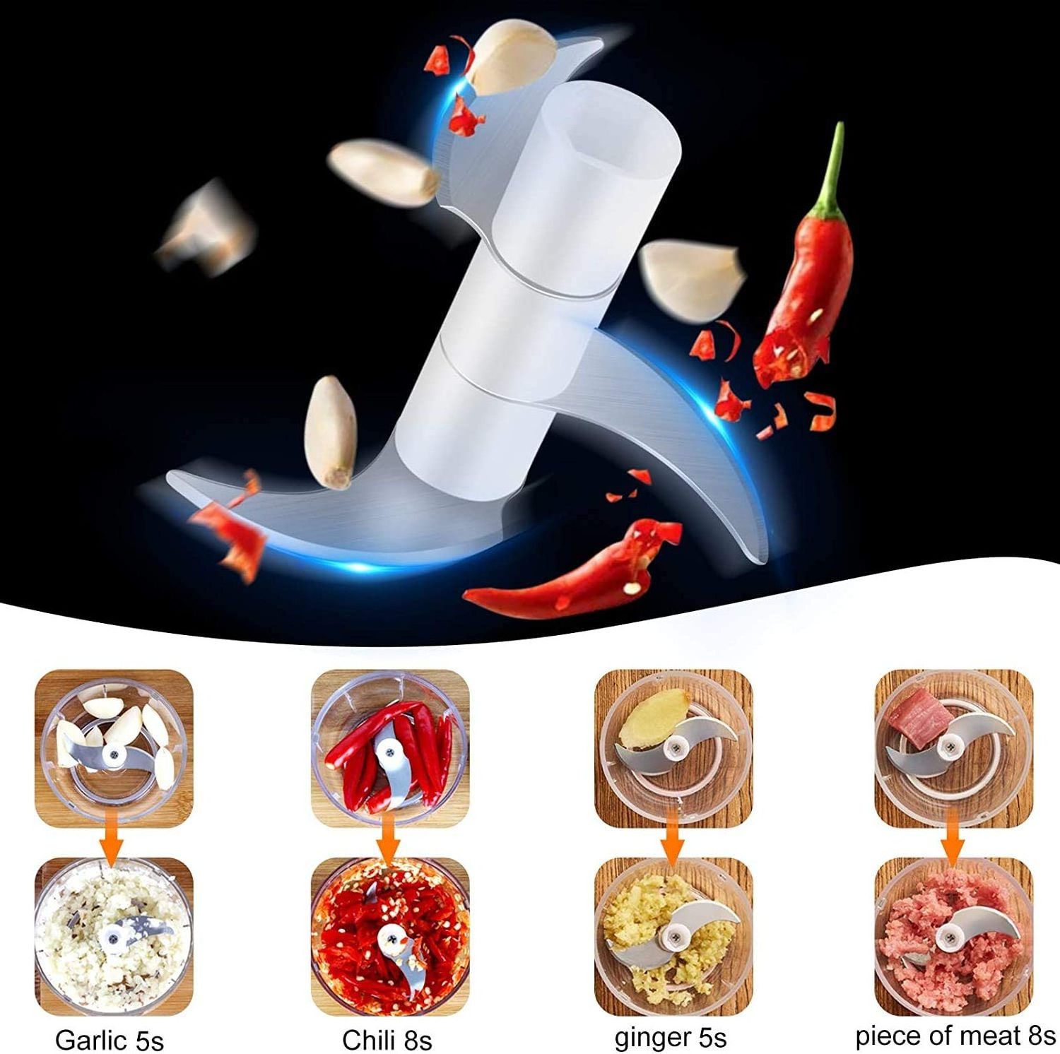 Wireless Mini Electric Garlic Masher for Cutter Pepper Chili Vegetable Meat Mini Garlic Chopper blender