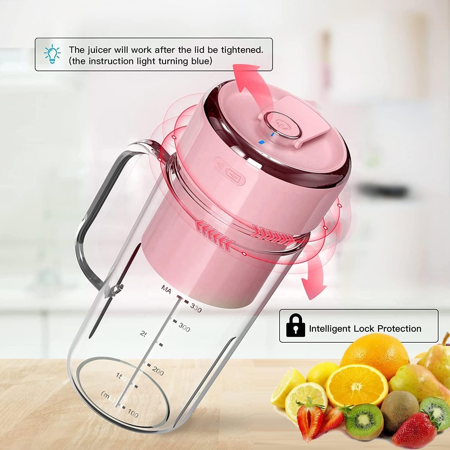 2023 Personal Size Blender USB Rechargeable Fruit Mixer Handheld Fruit Machine Mini Jug Blenders for Smoothies & Shaker