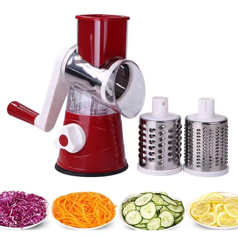 Multi Purpose Kitchen Manual Food Potato Cheese Slicer Cutter Tabletop Drum Chopper Mini Rotary Vegetable Grater